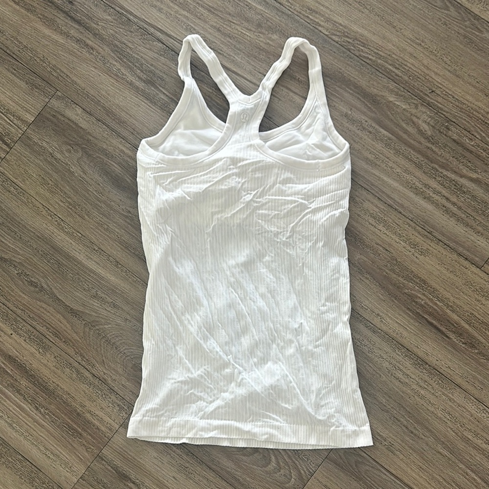 Women's White Ribbed Tank Top